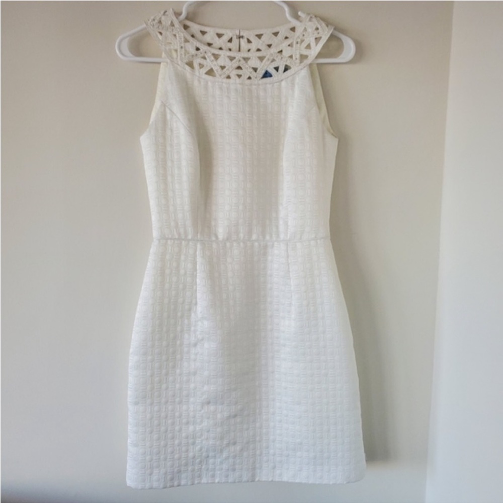 Antonio Melani white Valencia sleeveless fit and flare dress